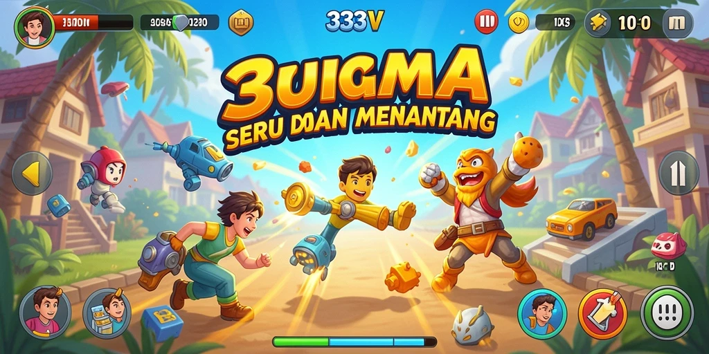 Screenshot utama 333V menampilkan gameplay Arcade yang seru.