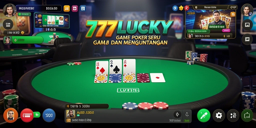 Screenshot utama 777LUCKY menampilkan gameplay poker yang mendebarkan.