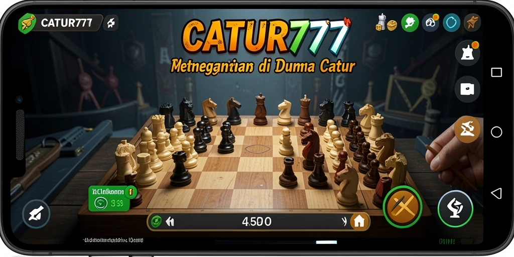 Tampilan gameplay <strong>CATUR777</strong> menunjukkan pertempuran strategis penuh warna.