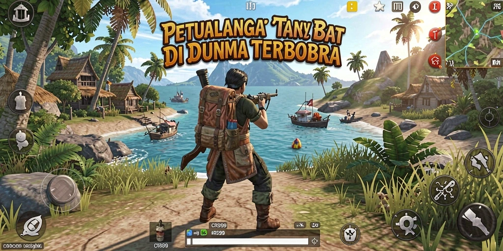 Screenshot gameplay CRS99 menampilkan dunia terbuka yang luas dan indah.