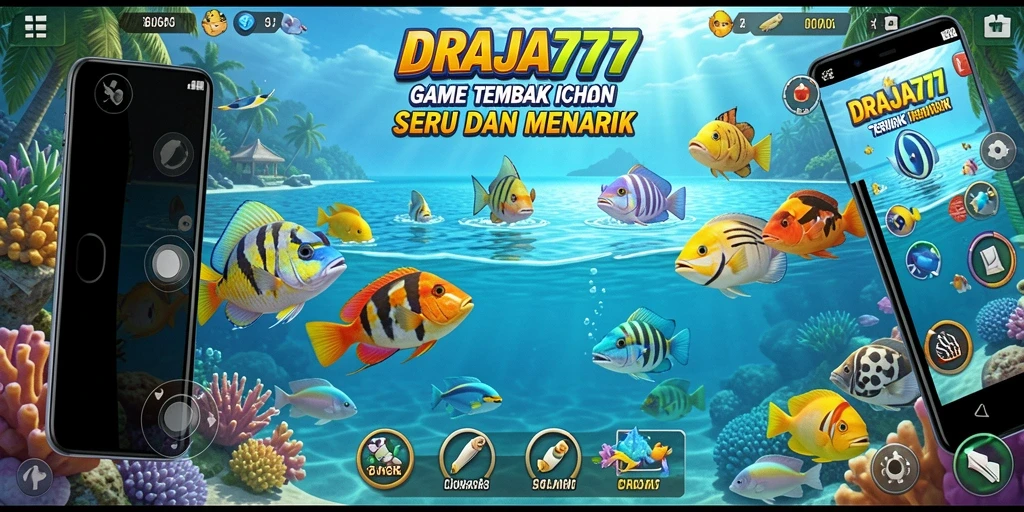 Tampilan screenshot DRAJA777 menunjukkan aksi seru menangkap ikan.