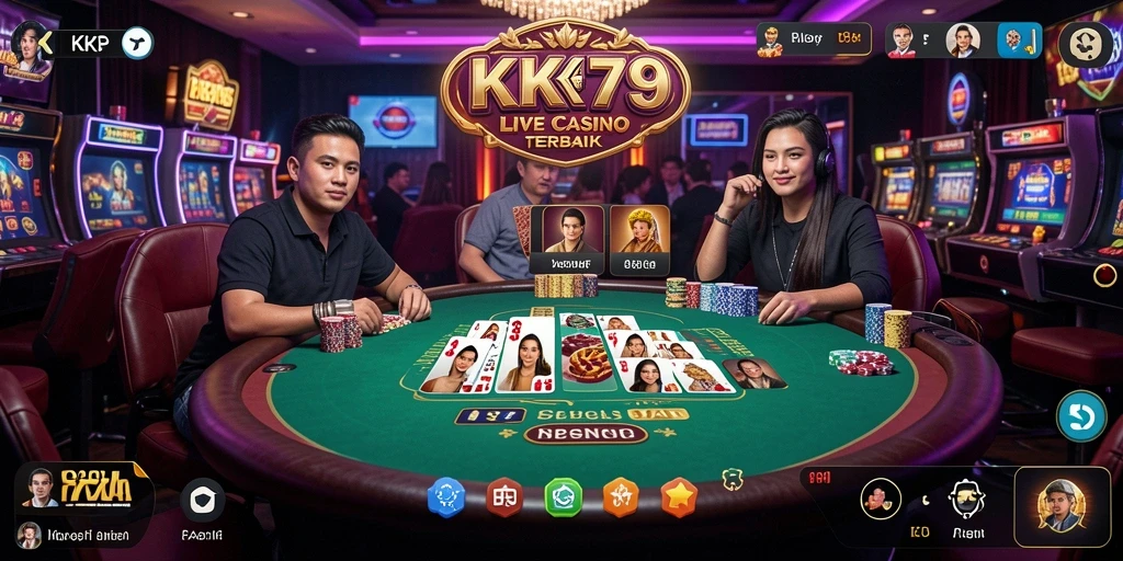 Tampilan gameplay KPK79 dengan dealer live yang memukau dan interaksi sosial.