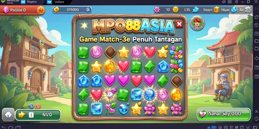 Tangkapan layar MPO88ASIA menunjukkan kombinasi elemen cerah di level Match-3.