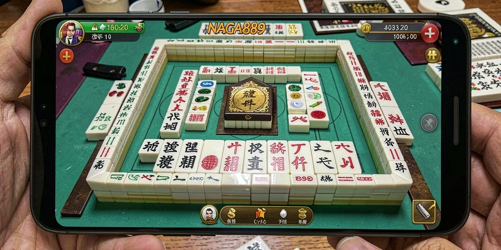 Screenshot utama NAGA889 menampilkan gameplay Mahjong yang menantang.