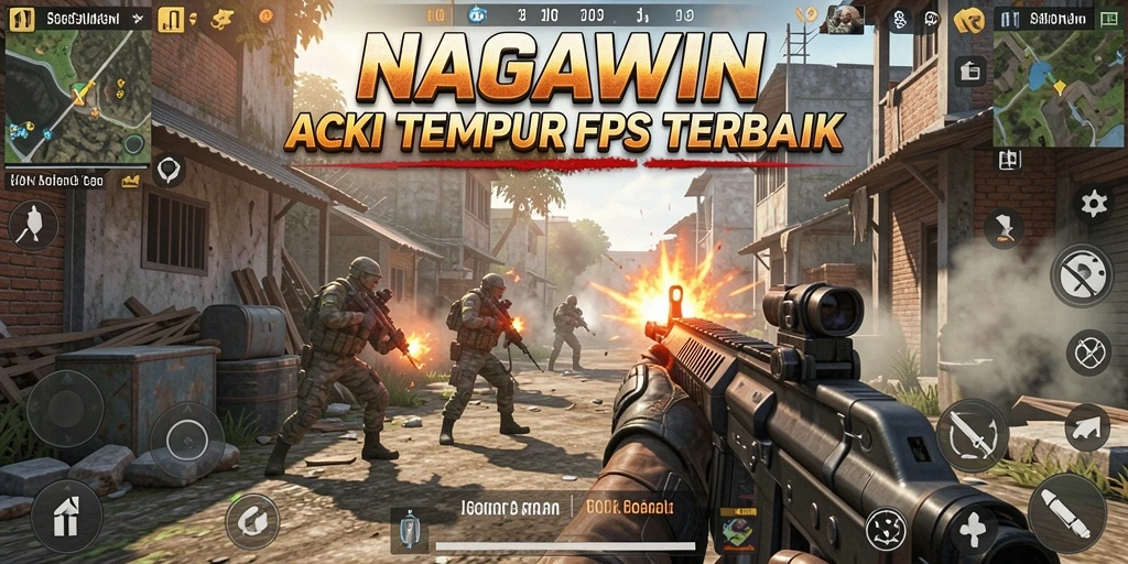 Tampilan gameplay intens NAGAWIN dengan aksi FPS yang mendebarkan.