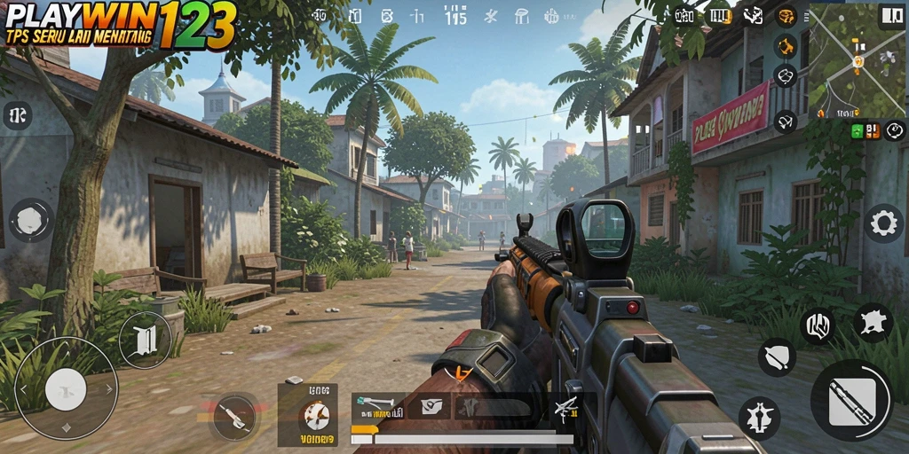 Tampilan gameplay seru dari PLAYWIN123 di arena TPS.