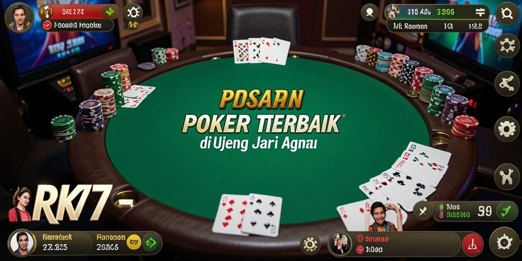 Tampilan gameplay mendebarkan di RK77 dengan banyak pemain poker.