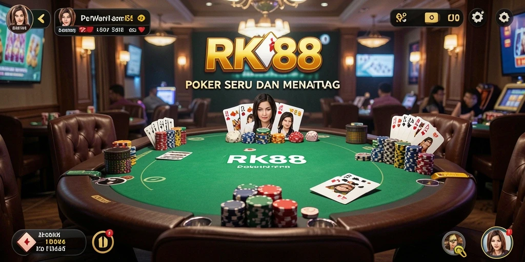 Tampilan gameplay RK88 dengan aksi poker yang mendebarkan.