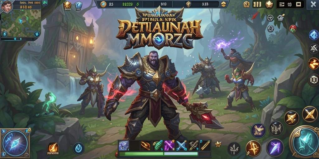 Screenshot utama gameplay RR33 yang menunjukkan aksi pertarungan seru di dunia MMORPG.