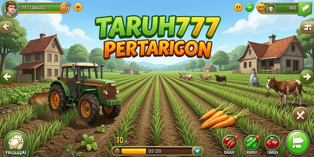 Screenshot TARUH777 menampilkan lahan pertanian yang indah dan interaktif.