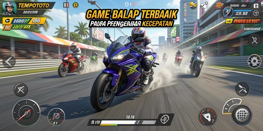 Screenshot gameplay TEMPOTOTO menampilkan aksi balap yang mendebarkan.