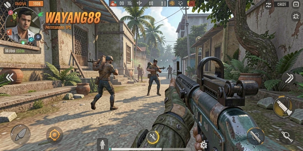 Tampilan gameplay seru dari WAYANG88 dalam mode TPS.